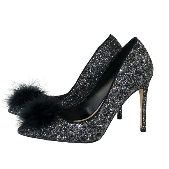 Mix No. 6 silver glitter party heels size 9 - Picture 3 of 8